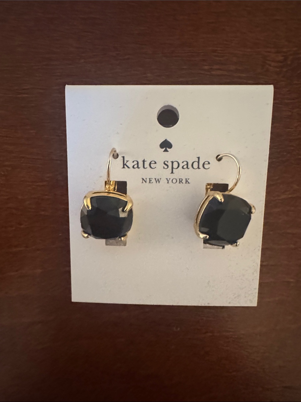 kate spade Black Stone Gold-Tone Hook Earrings. Brand new.